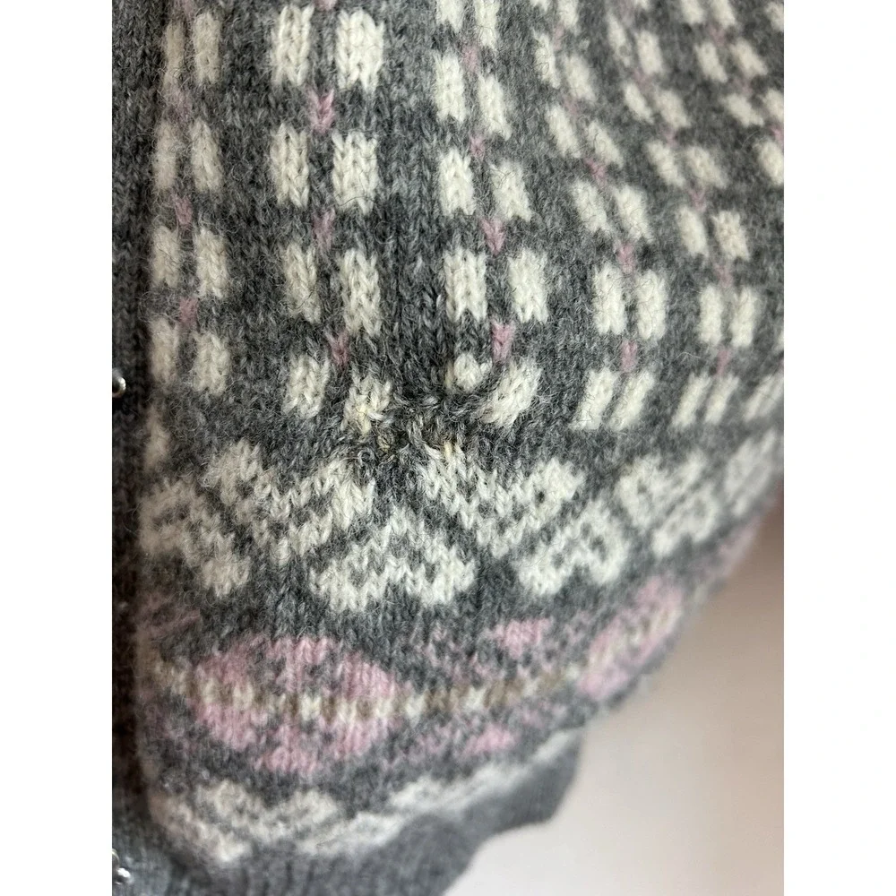 Vintage Maddy Moss Cardigan Sweater Wool Fair Isle Scotland Cottagecore Granny S - Picture 7 of 9